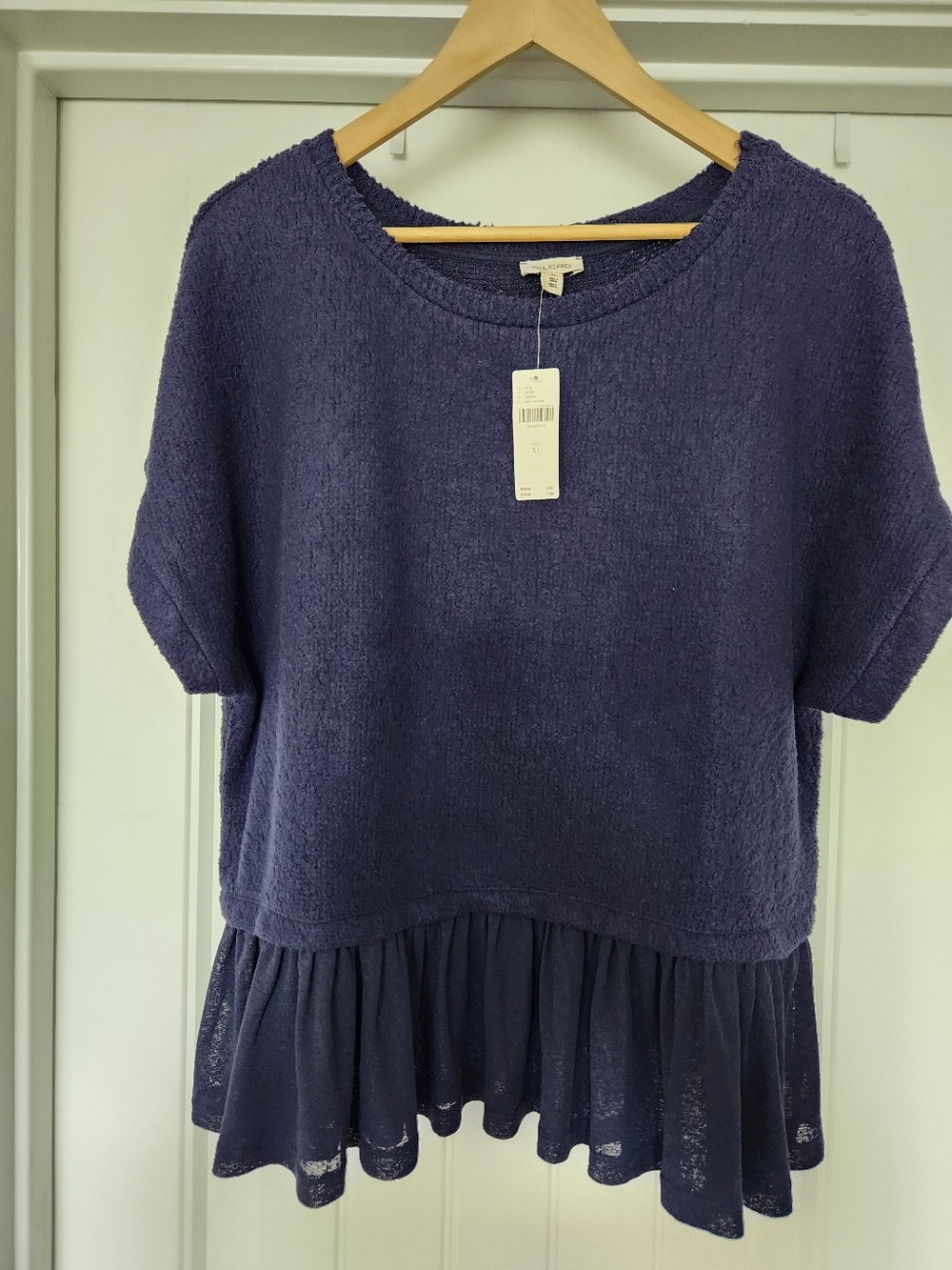 Pilcro Navy Blue Textured Sweater Top